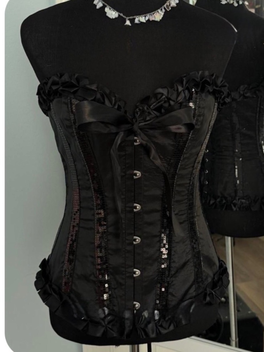Adore Me Black Ribbon and Sequin detail Corset Xl NWT - Picture 1 of 4